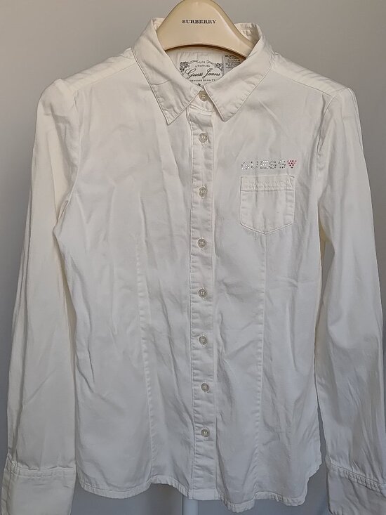 Guess Tops - Guess Junior XL (16) Cotton White Long Sleeve Button Down Shirt